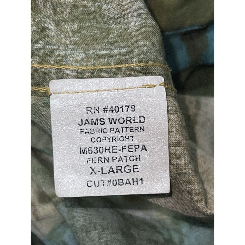 Jams World Button Up Shirt Mens XL Floral Splash Tan Coco Vintage Hawaiian Camp - Picture 8 of 12